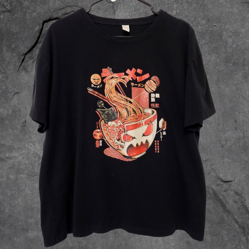 Great Ramen Monster Graphic Tee Black Orange Large